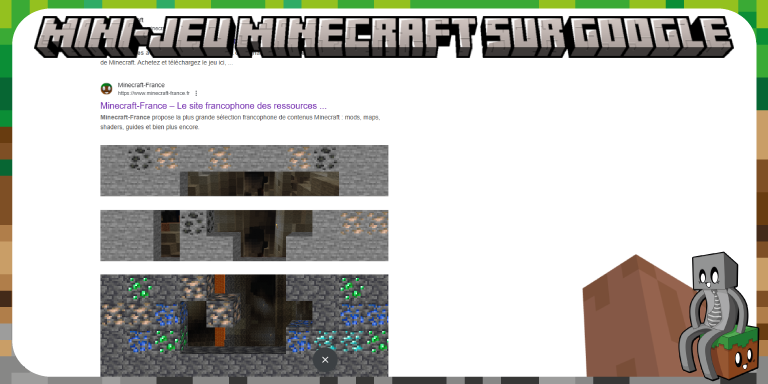 Un mini-jeu Minecraft fait son apparition sur Google