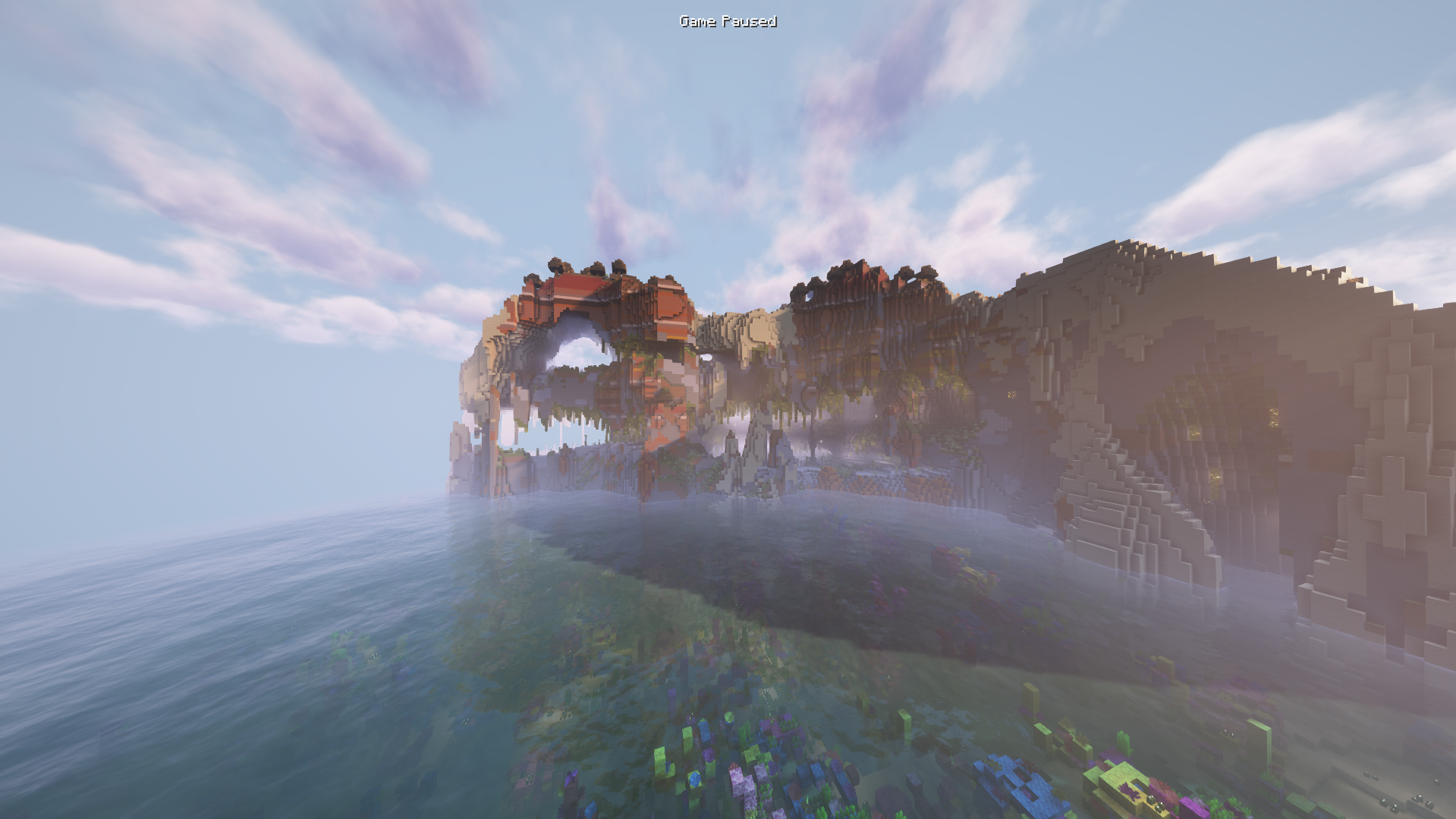 Falaise en forme de tête de dragon générée dans Minecraft avec la seed 866322446063020947