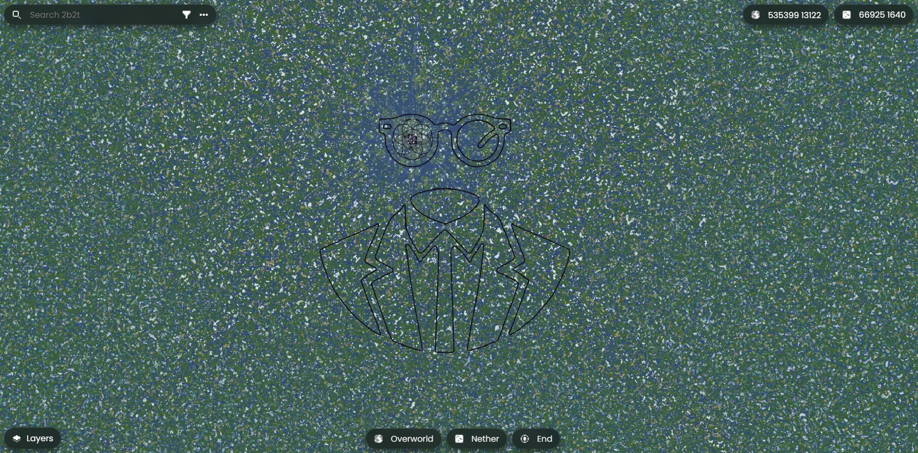 Carte interactive du serveur Minecraft 2b2t sur 2b2t.place