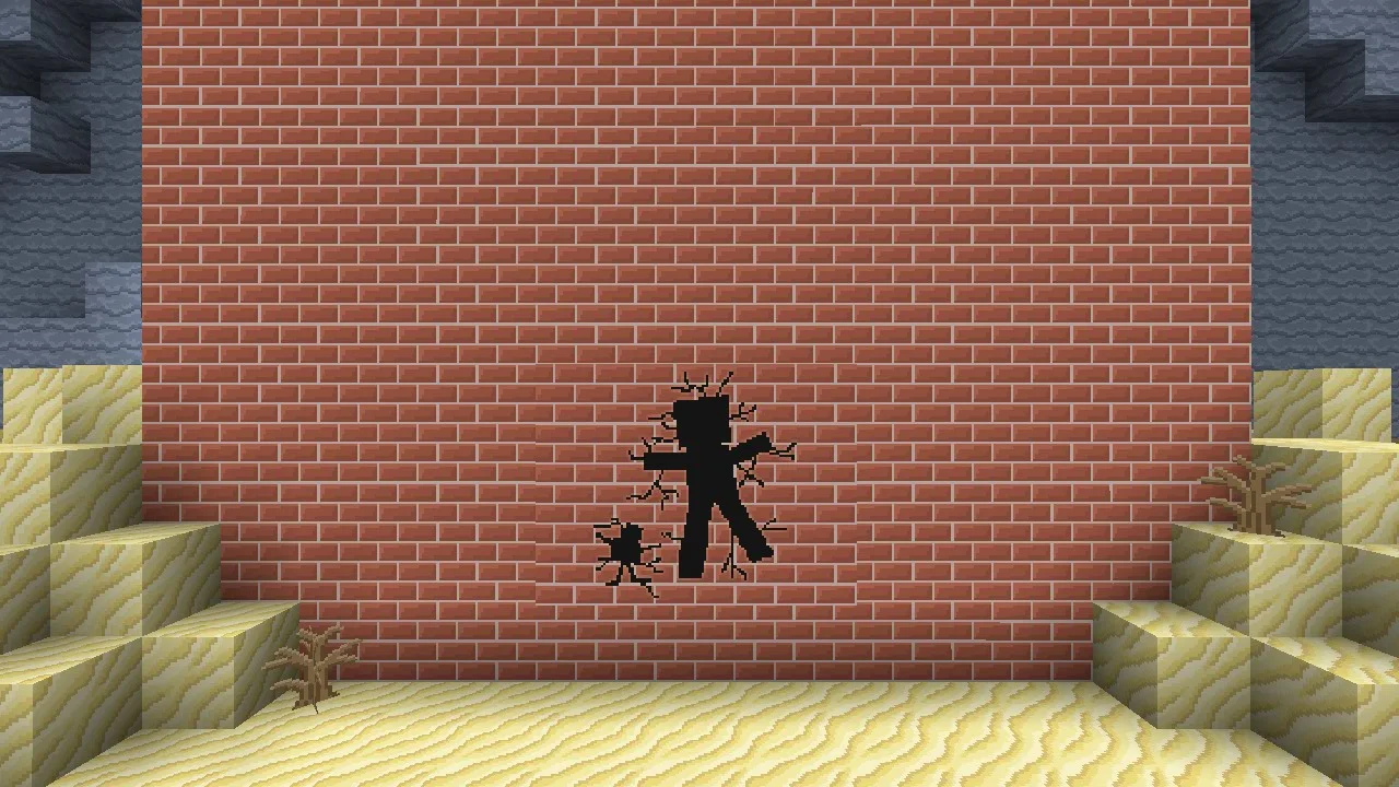 Mur de briques en style cartoon dans Minecraft