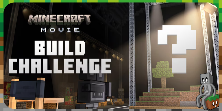 Visuel officiel du concours Minecraft Movie Build Challenge pour A Minecraft Movie Squared
