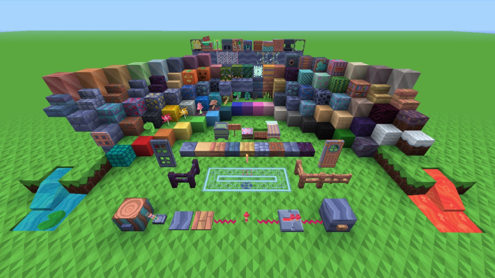 Comparaison de nombreux blocs Minecraft avec Pattern Texture Pack