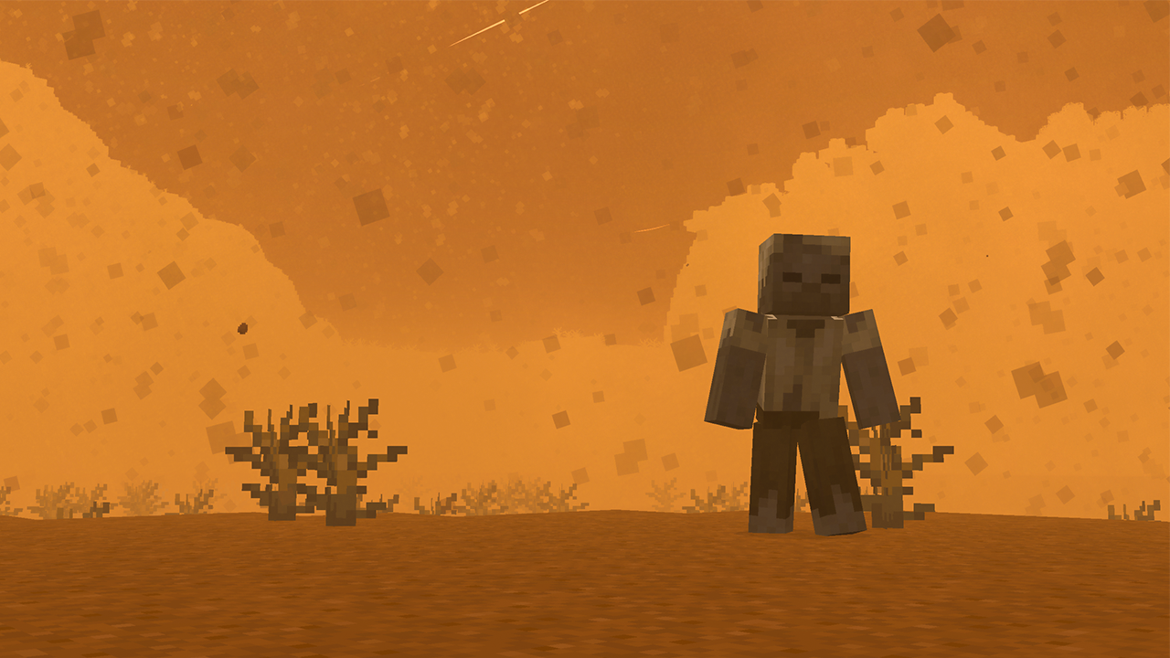 Tempête de sable dans un désert Minecraft avec Visual Effects+