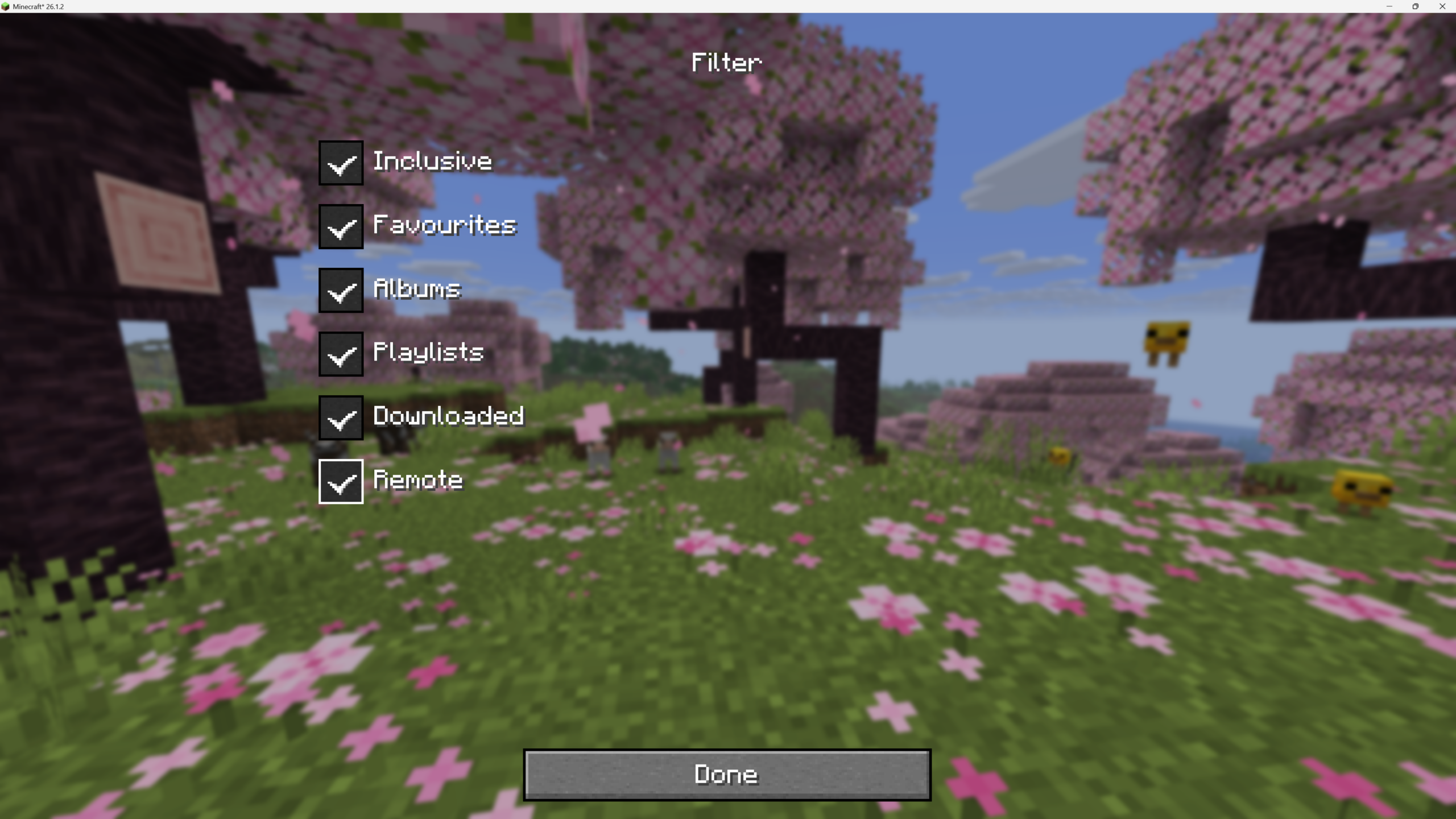 Filtre de recherche dans le navigateur Music & Melody pour Minecraft