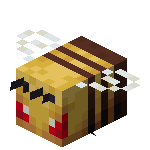 Abeille de Minecraft agressive avec les yeux rouges.