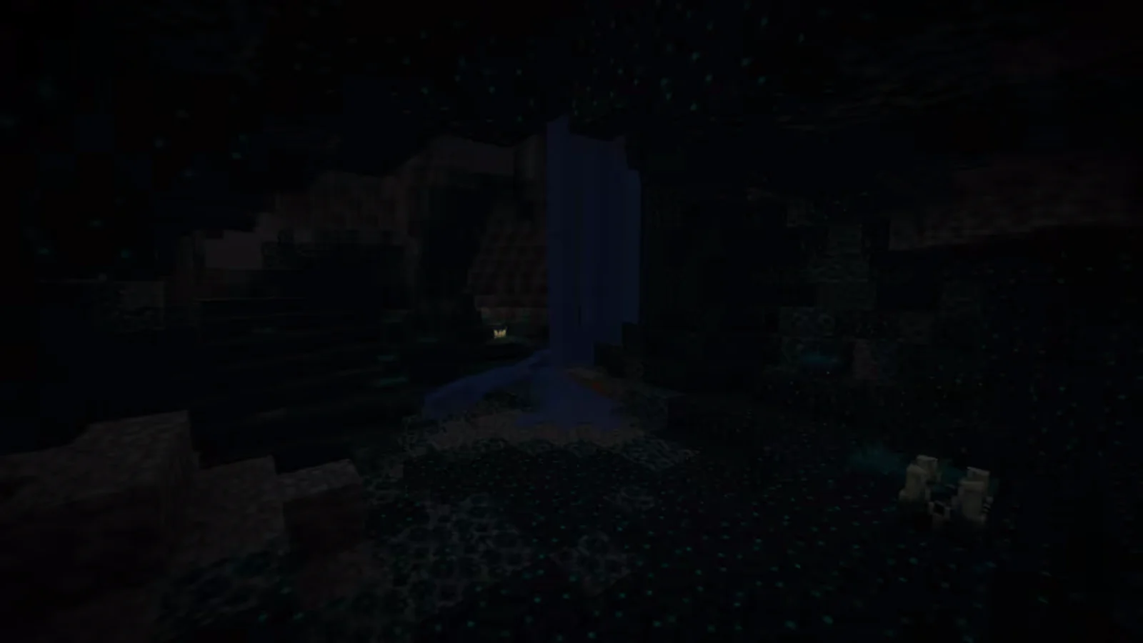 Biome des abîmes dans Minecraft, recouvert de sculk.