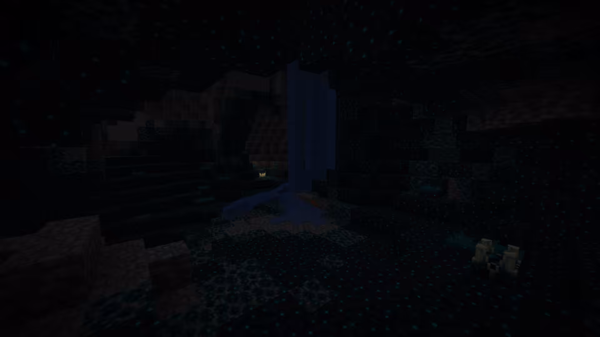 Biome des abîmes dans Minecraft, recouvert de sculk.