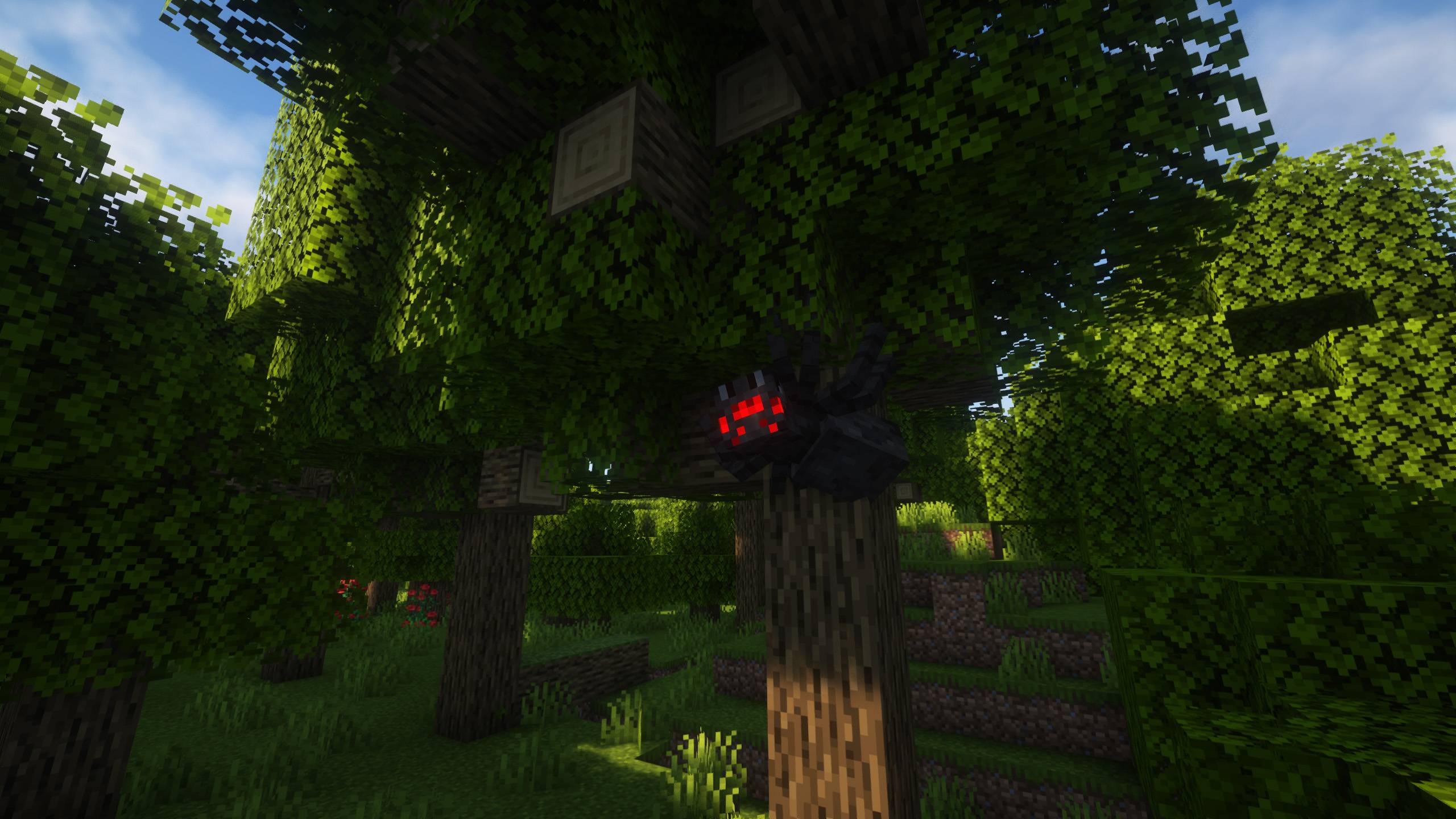 Araignée dans Minecraft avec des mouvements plus naturels grâce au mod Nyf's Spiders
