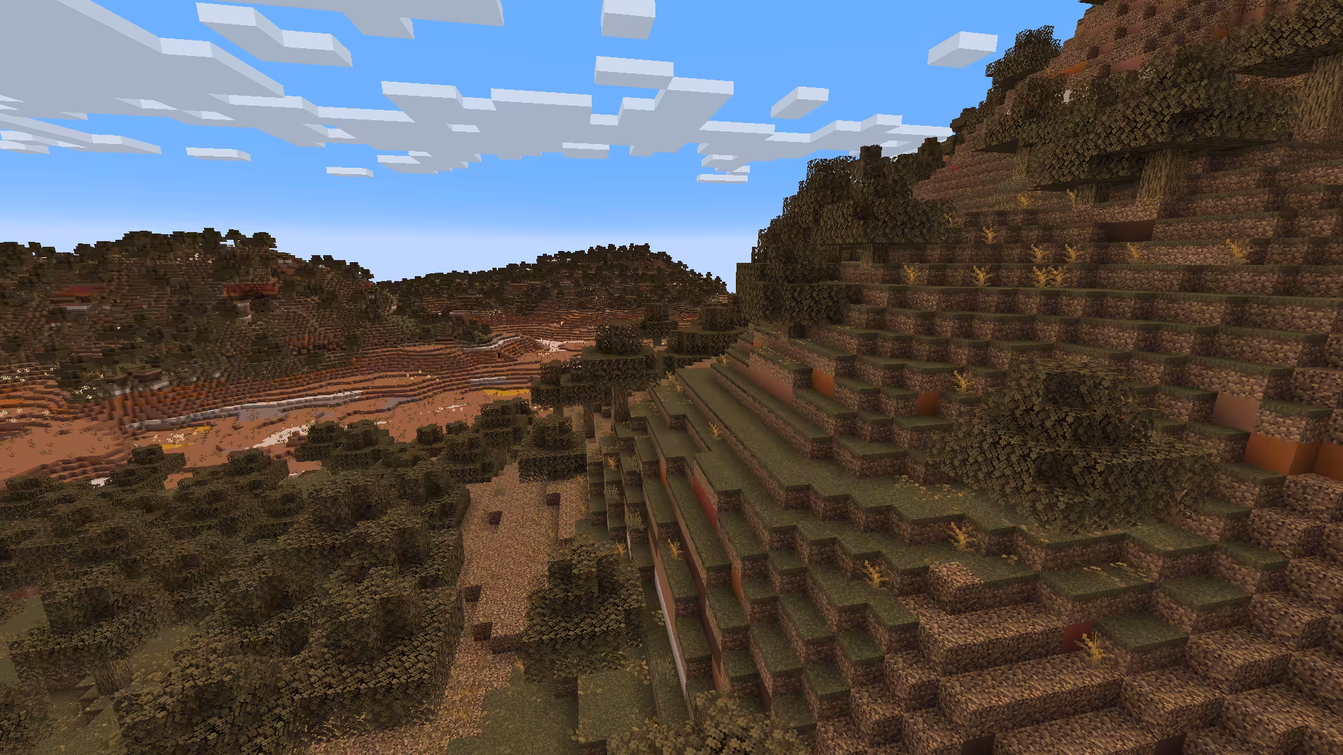 Biome Badlands boisées dans Minecraft.