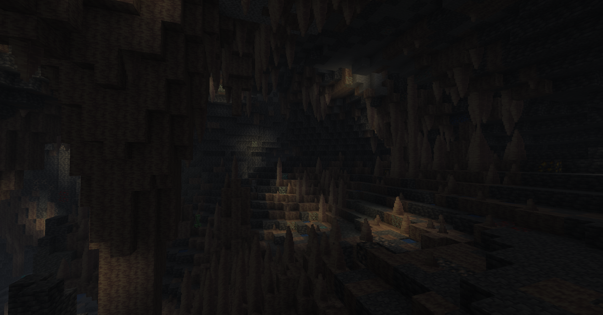 Biome des cavernes de spéléothèmes dans Minecraft.