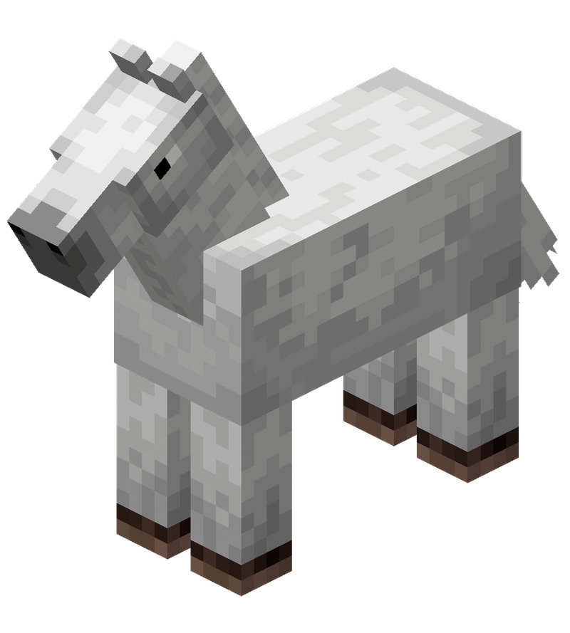 Cheval dans Minecraft utilisé pour comparer ses capacités avec celles de la mule et de l’âne.