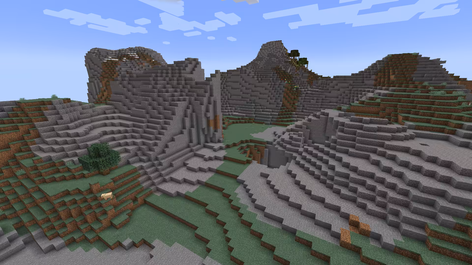 Biome Collines graveleuses venteuses dans Minecraft.