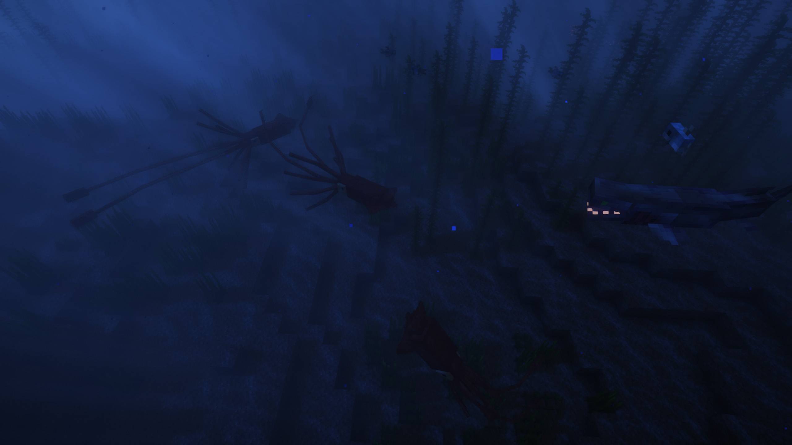 Créatures et animaux ajoutés dans un paysage Minecraft avec le modpack More Realistic
