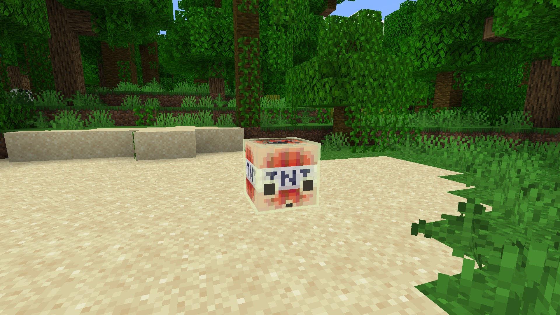 Cube de soufre contenant une TNT dans Minecraft