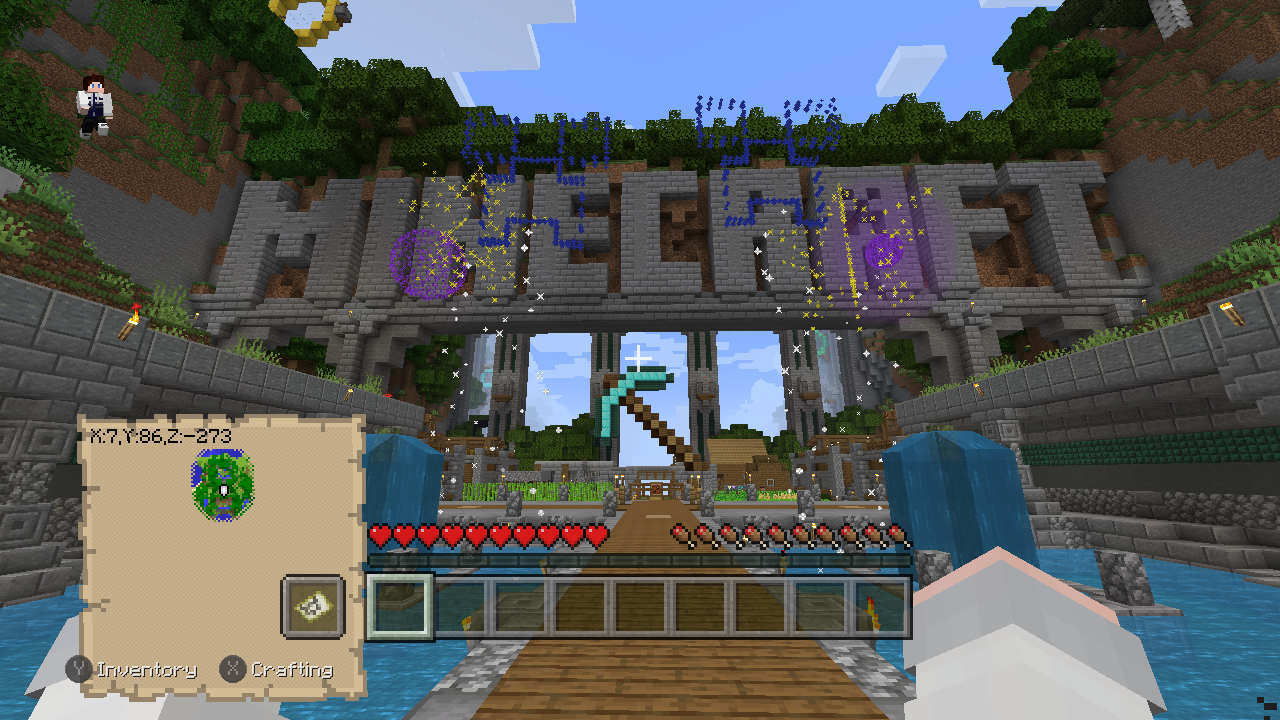 Zone de départ du monde tutoriel ajouté par Legacy4J dans Minecraft Java