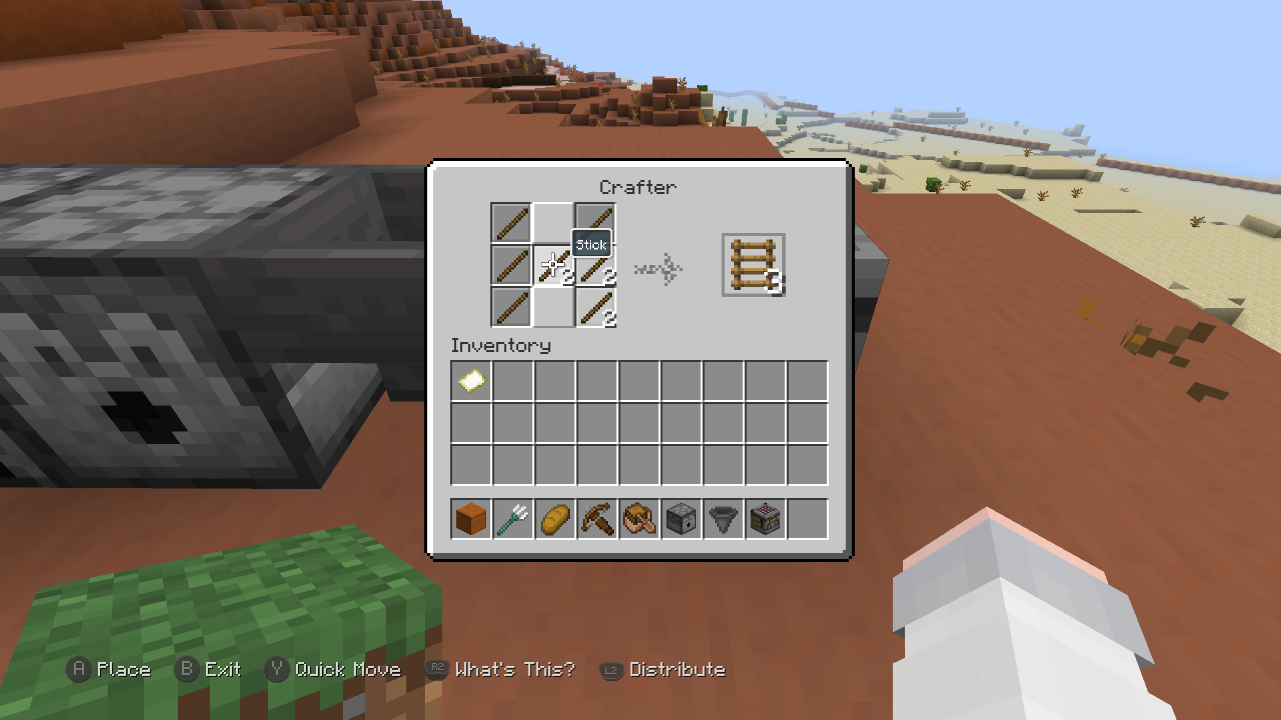 Interface de craft de Minecraft Java retravaillée par Legacy4J dans le style des anciennes éditions console