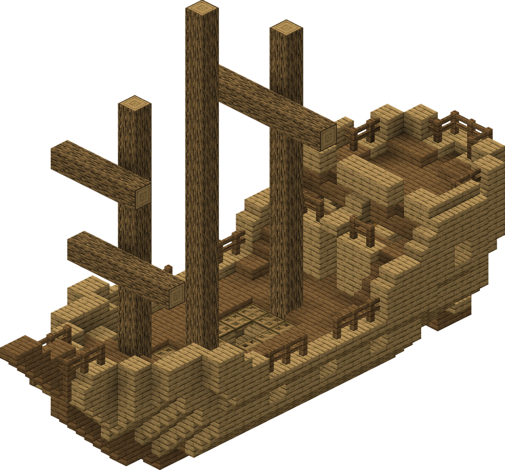 Épave de navire sous l’eau dans un océan de Minecraft.