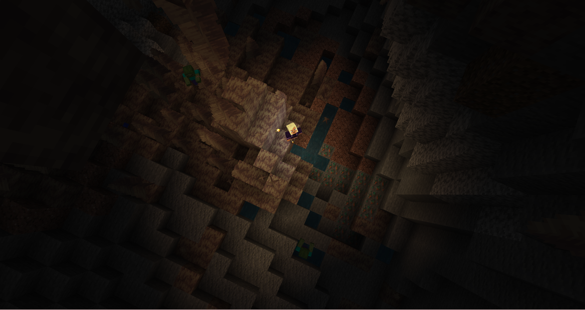 Exploration d'une caverne de spéléothèmes dans Minecraft