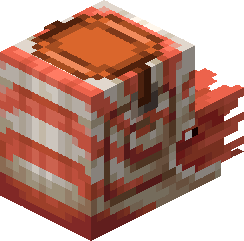 Nautile de Minecraft équipé d’une selle, prêt à être monté sous l’eau.