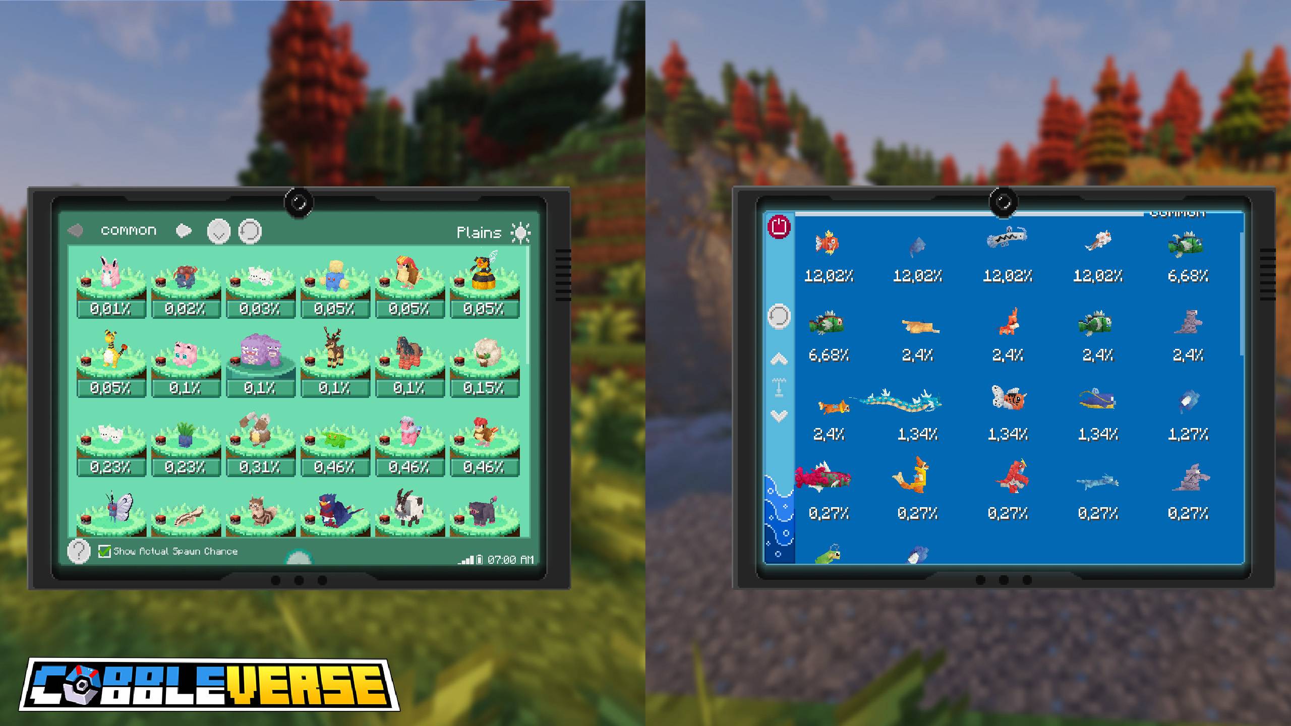 Interfaces PokeNav et FishingNav pour trouver des Pokémon dans Minecraft COBBLEVERSE