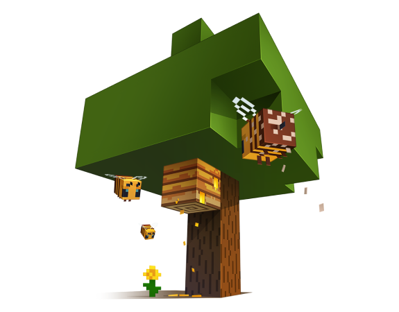 Deux abeilles de Minecraft prêtes à se reproduire près de fleurs.