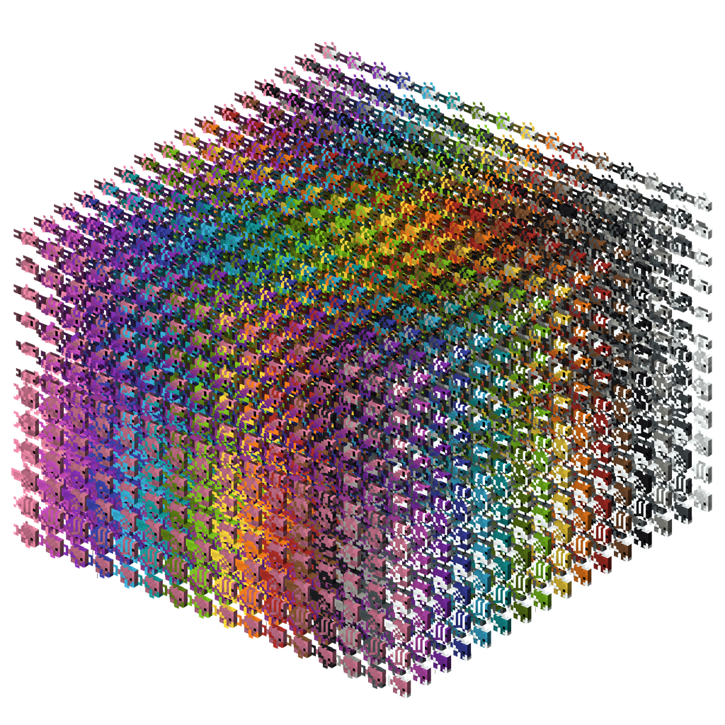 Aperçu des nombreuses formes et combinaisons de couleurs des poissons tropicaux dans Minecraft.