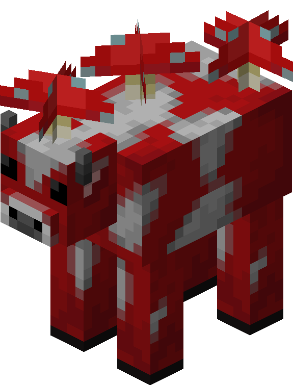 Mooshroom rouge de Minecraft avec des champignons rouges sur le dos.