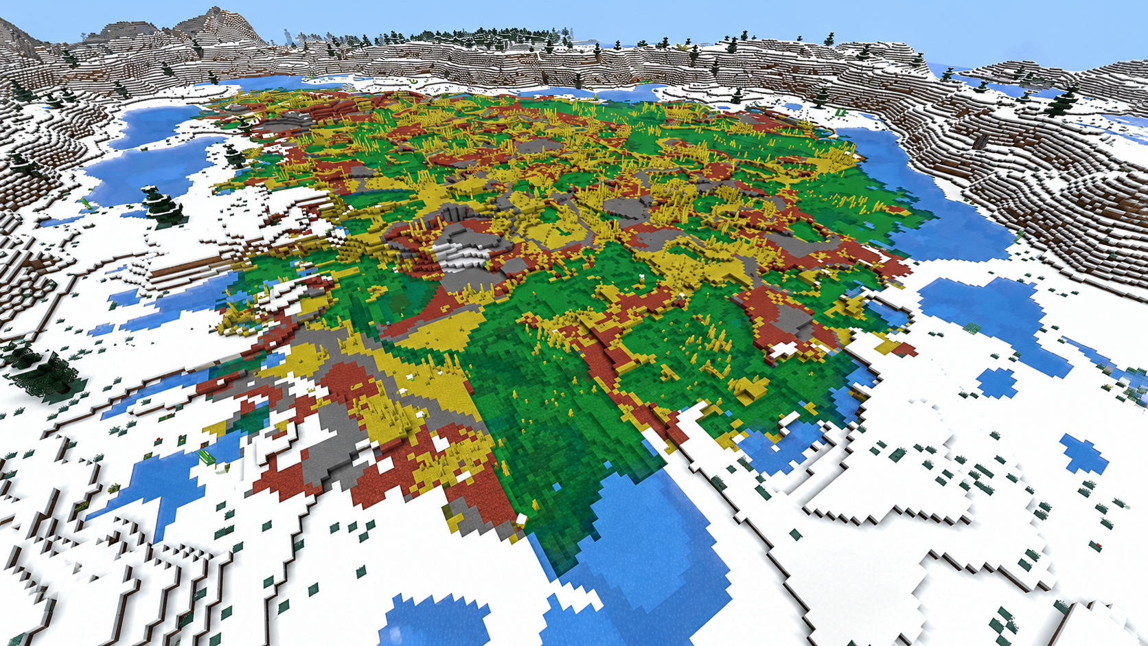 Soufre en surface au milieu d’un biome enneigé dans Minecraft 26.2