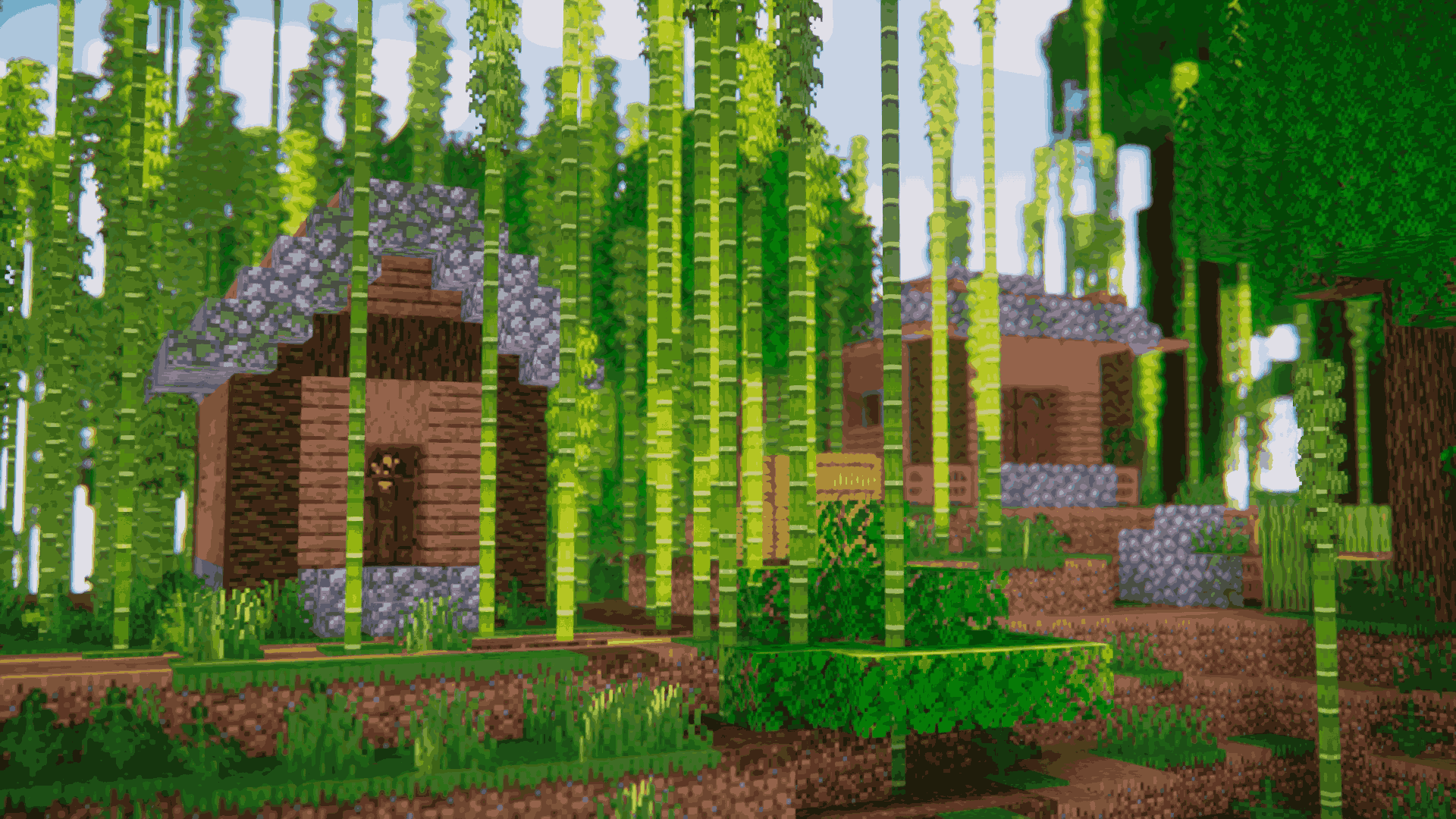 Village de jungle entouré de bambous dans Minecraft