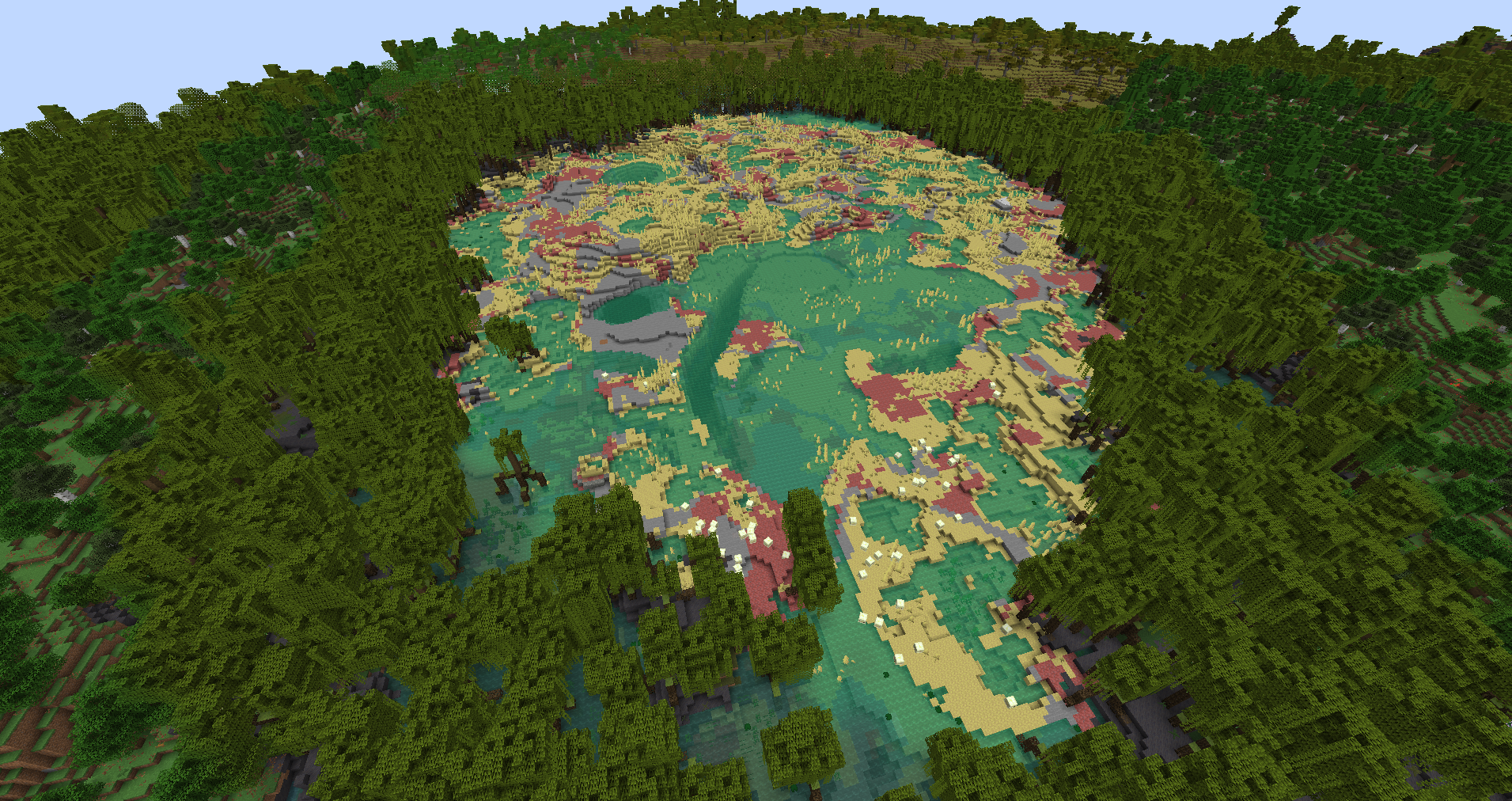 Caverne de soufre générée en surface dans Minecraft 26.2