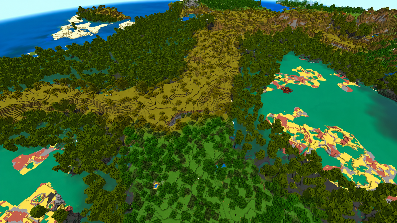 Deux lacs de soufre visibles au spawn dans Minecraft 26.2