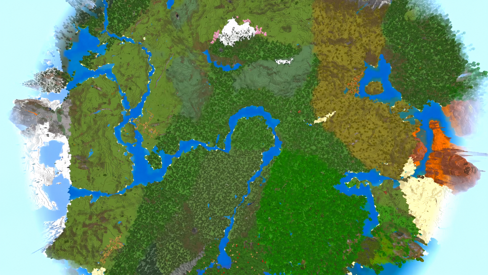 Seed Minecraft 26.2 avec de nombreux biomes autour du spawn