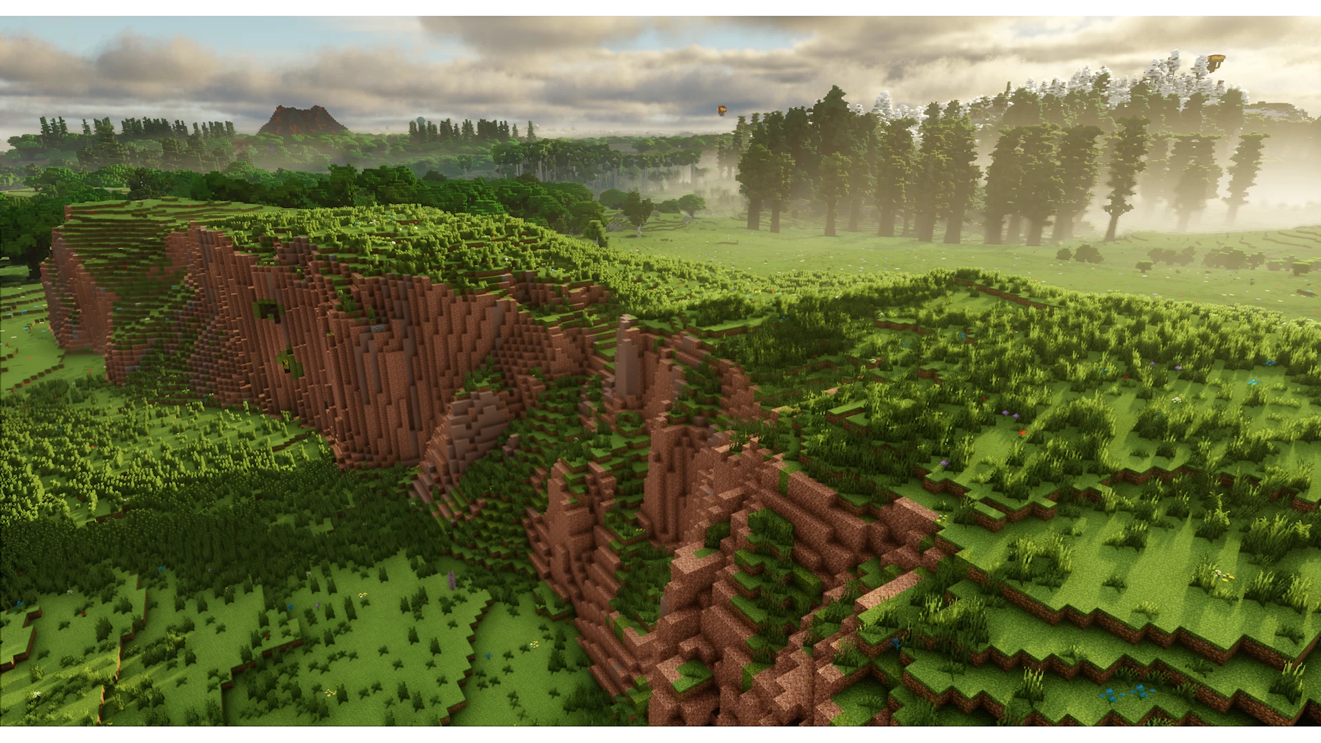 Falaises et grande plaine sur la map Minecraft Sulfuria