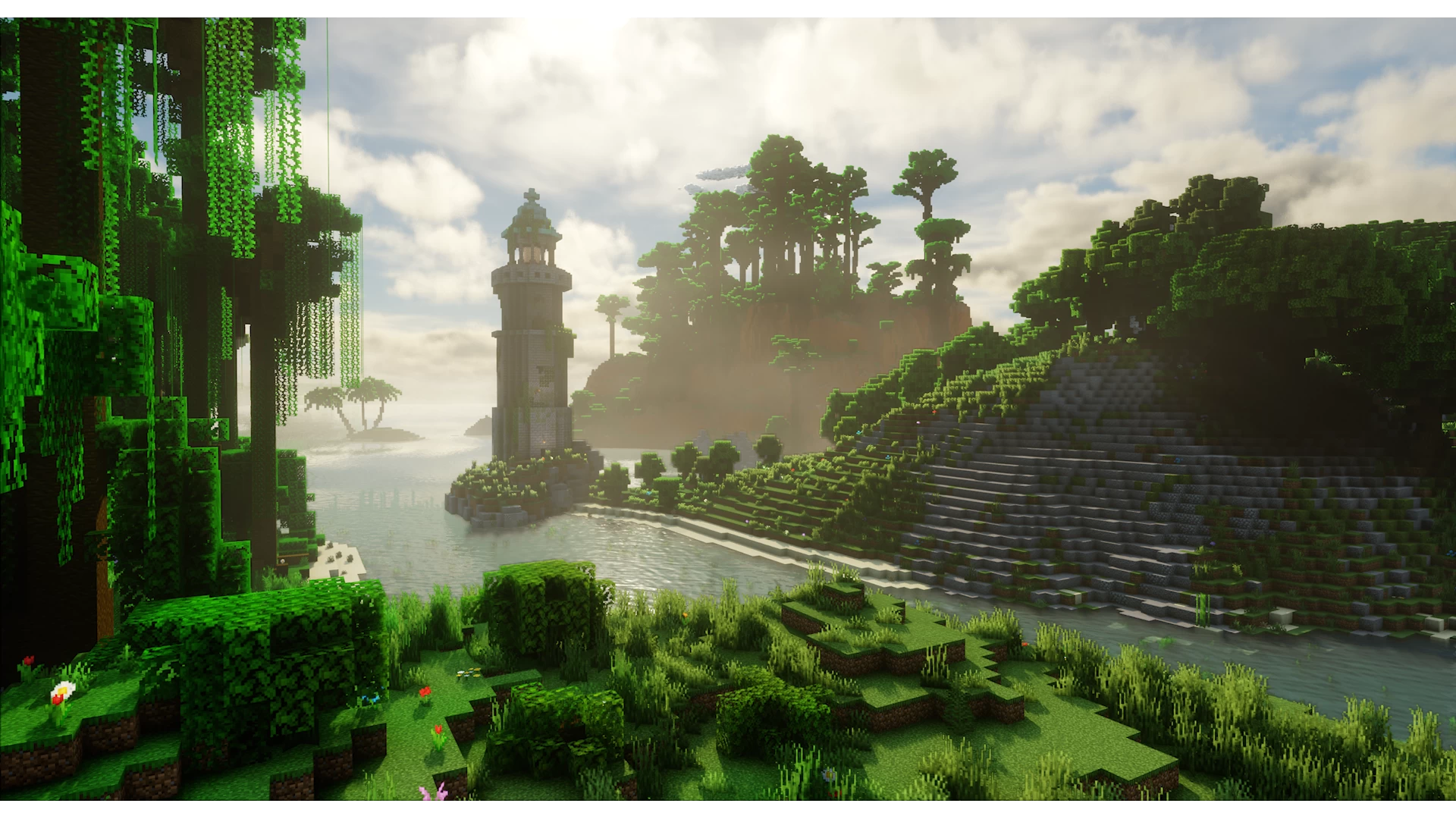 Tour située près d’une jungle sur la map Minecraft Sulfuria