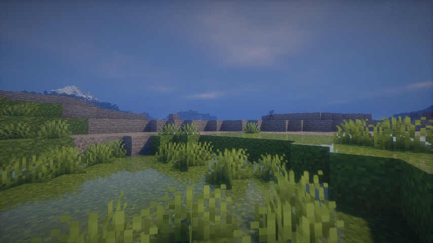 Surface de blocs réfléchissant la pluie dans Minecraft avec Turtle Shaders