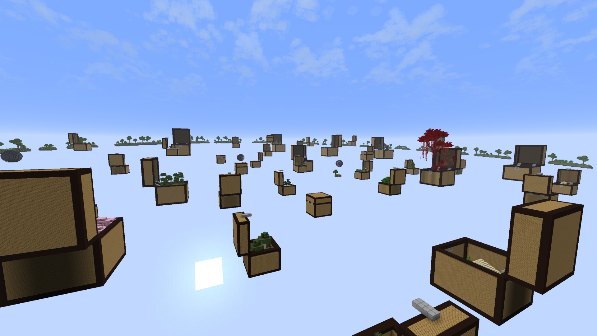 Coffres suspendus dans Sky Chest Challenge Coffres suspendus dans le ciel sur la carte Minecraft Sky Chest Challenge