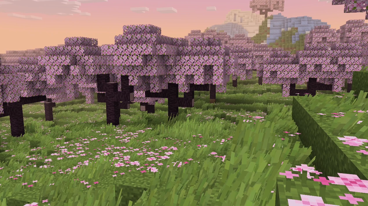 Paysage avec Grassier Grass Paysage Minecraft montrant l’effet de densité ajouté par Grassier Grass