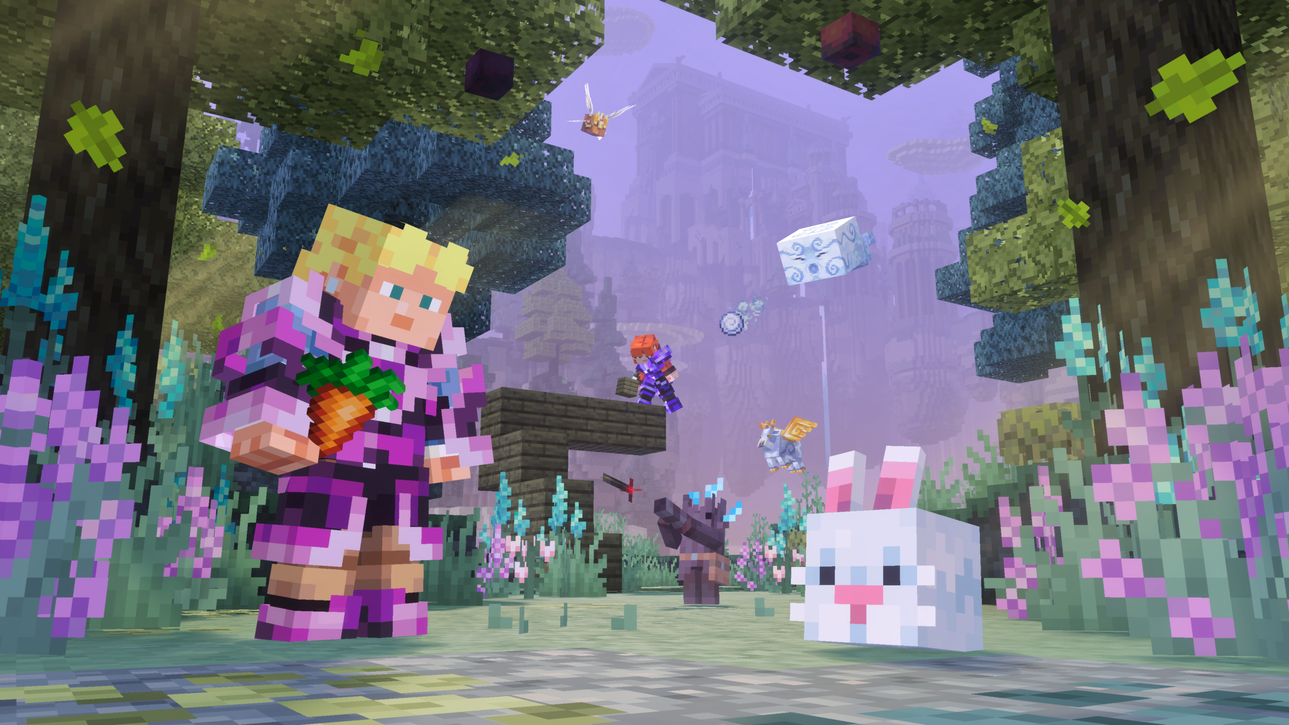 Exploration de la dimension Aether dans le DLC Aether Legends pour Minecraft Bedrock