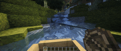 Bateau remontant le courant avec Streams Reflowing Animation d’un bateau remontant le courant d’une rivière dans Minecraft avec Streams Reflowing