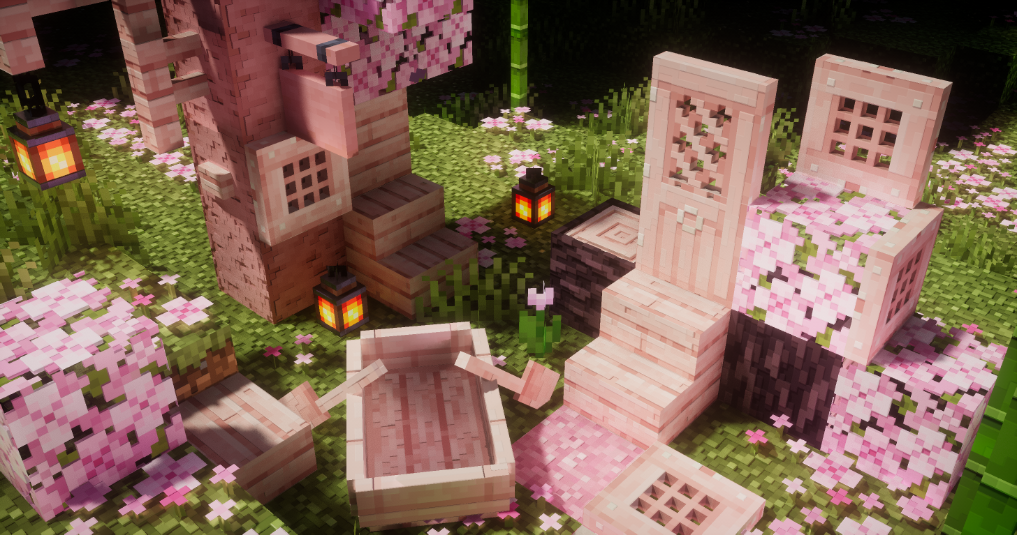 Blocs de cerisier avec AVPBR Retextured Blocs de cerisier avec le pack AVPBR Retextured dans Minecraft