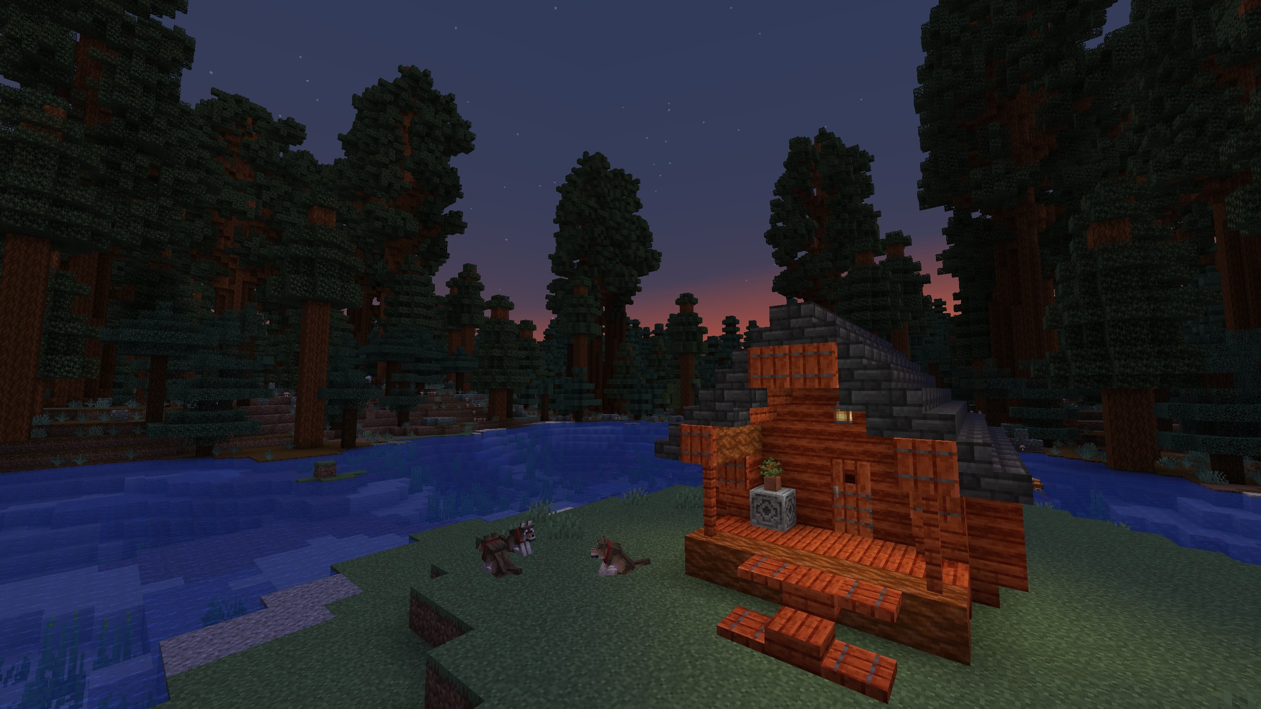 Construction avec le bois de séquoia de Mariposa Cabane construite avec le bois de séquoia et les rondins empilés ajoutés par le mod Mariposa dans Minecraft