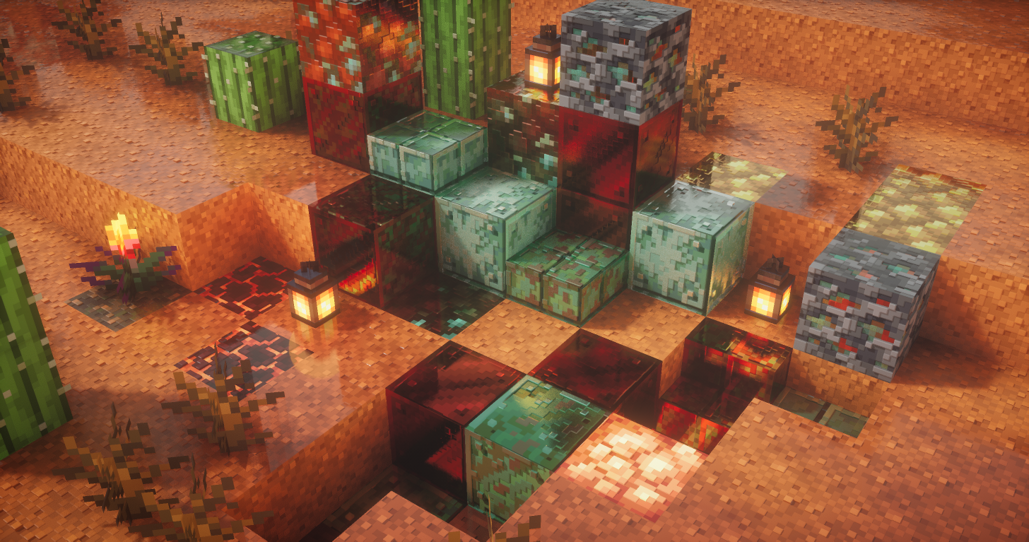 Blocs de cuivre avec AVPBR Retextured Blocs de cuivre avec le pack de textures AVPBR Retextured dans Minecraft