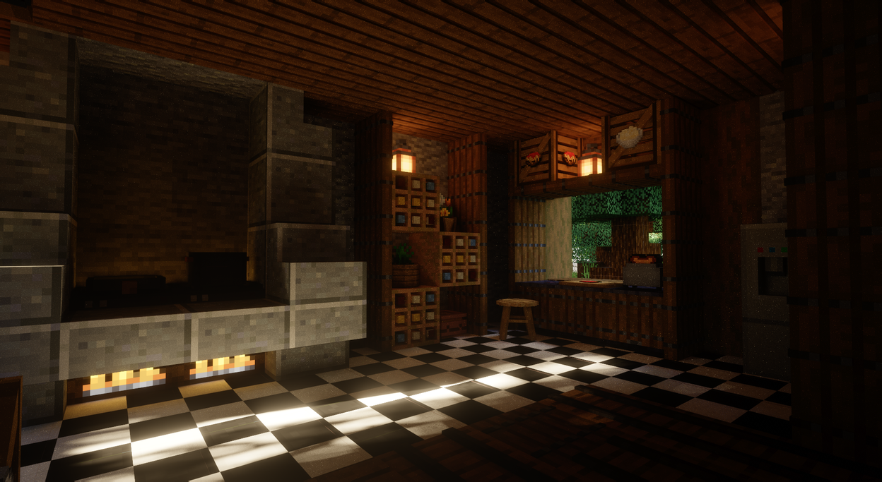 Cuisine Simply Cozy Cuisine décorée avec les blocs de Simply Cozy dans Minecraft