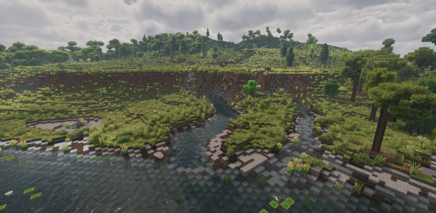 Berges adaptées aux biomes dans Streams Reflowing Berges de rivière adaptées au biome dans Minecraft avec le mod Streams Reflowing
