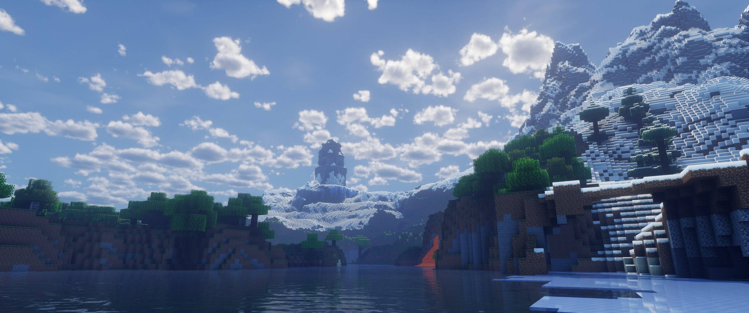 Forteresse dans les neiges avec Grim Kingdoms Forteresse médiévale générée dans la neige avec le mod Grim Kingdoms