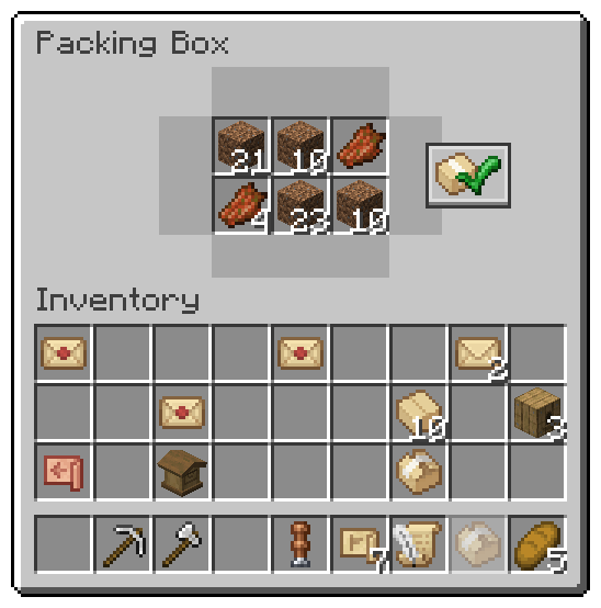 Colis et livraison Envelope Éléments du mod Envelope liés aux colis et aux livraisons dans Minecraft