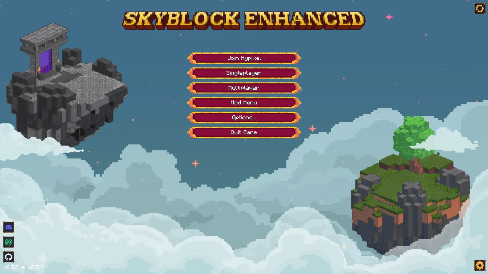 Menu principal du modpack SkyBlock Enhanced