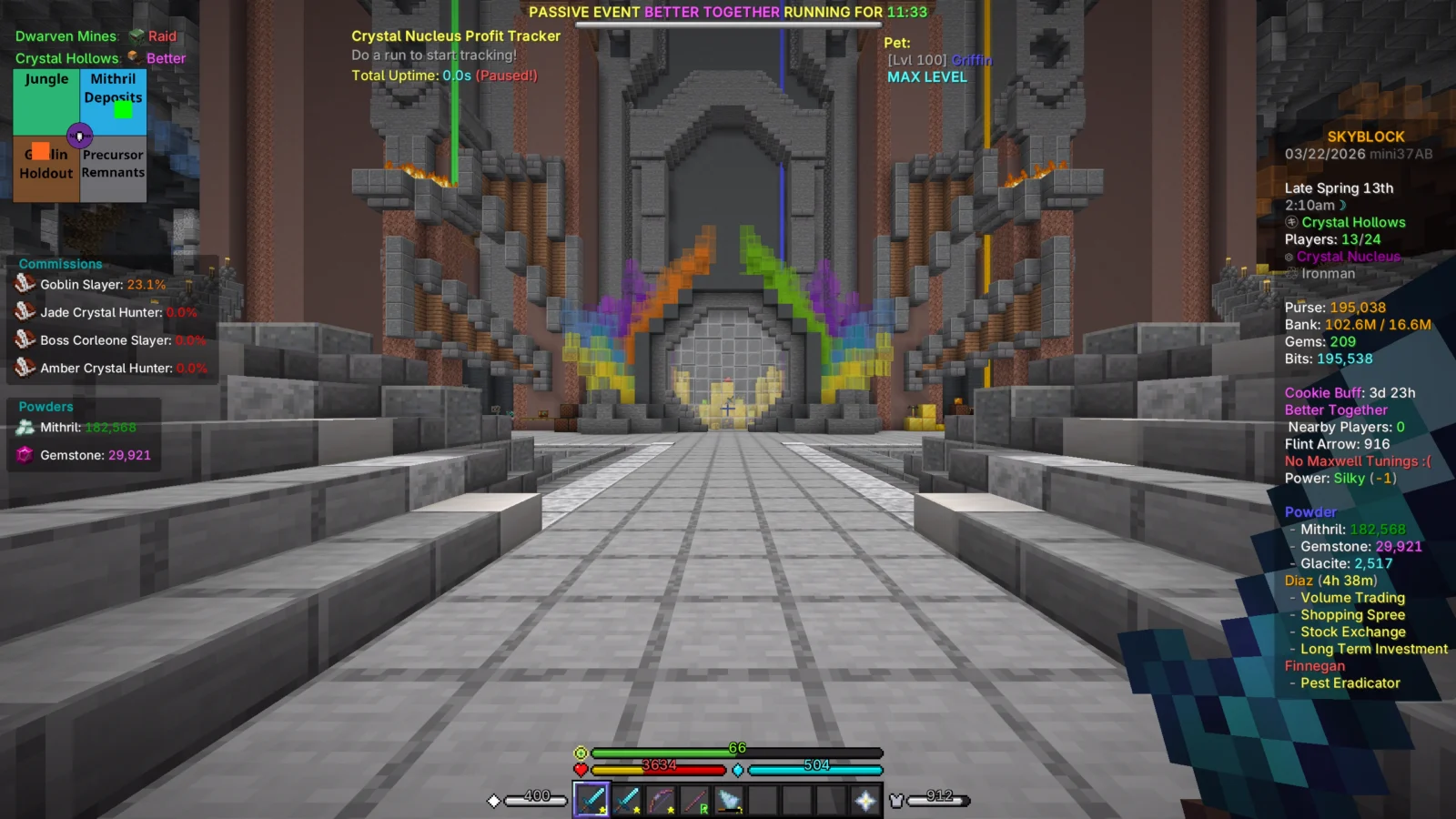 Overlays de SkyBlock Enhanced dans les Crystal Hollows