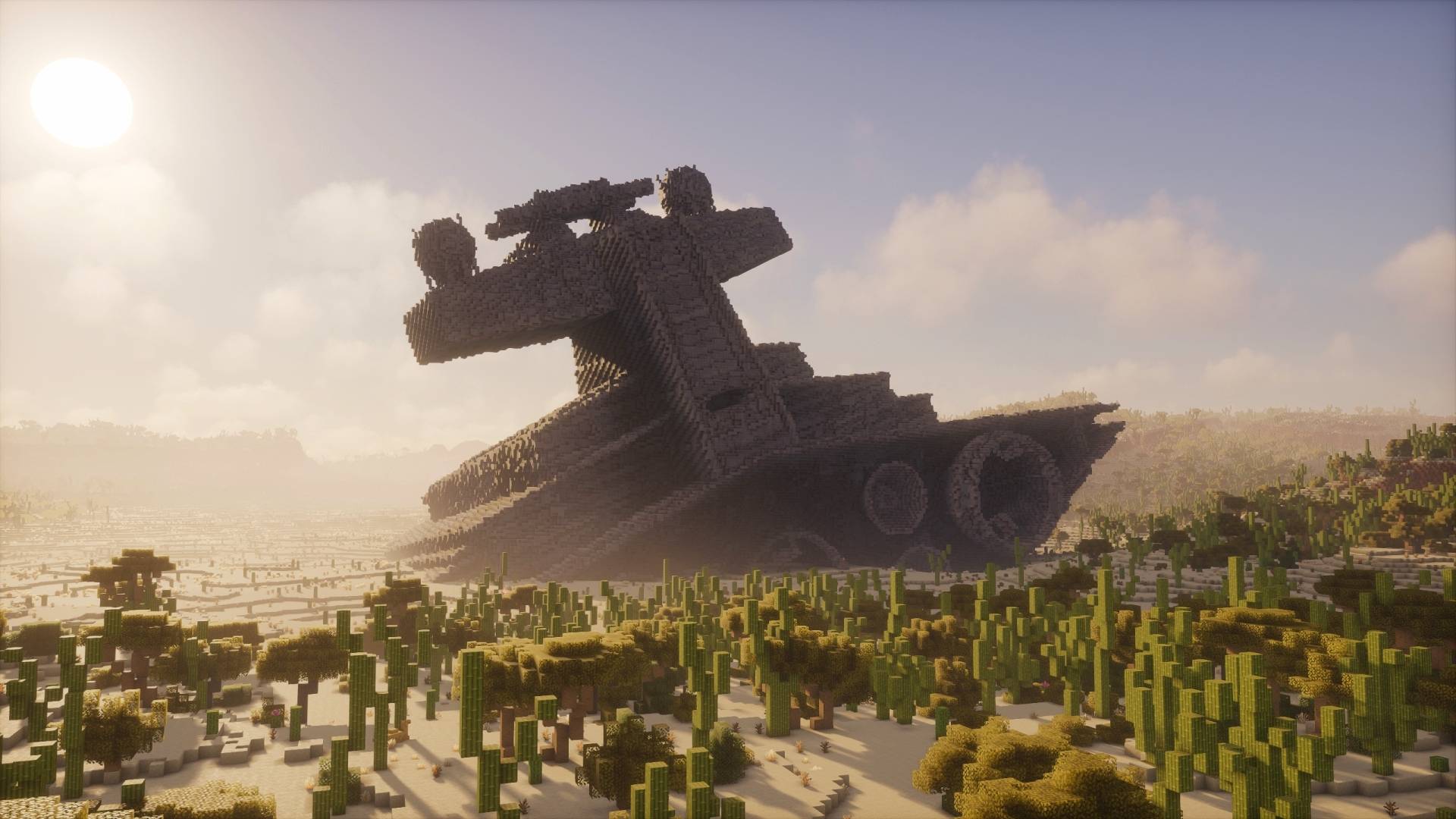 Terrain désertique personnalisé de la map Crashed Star Destroyer dans Minecraft