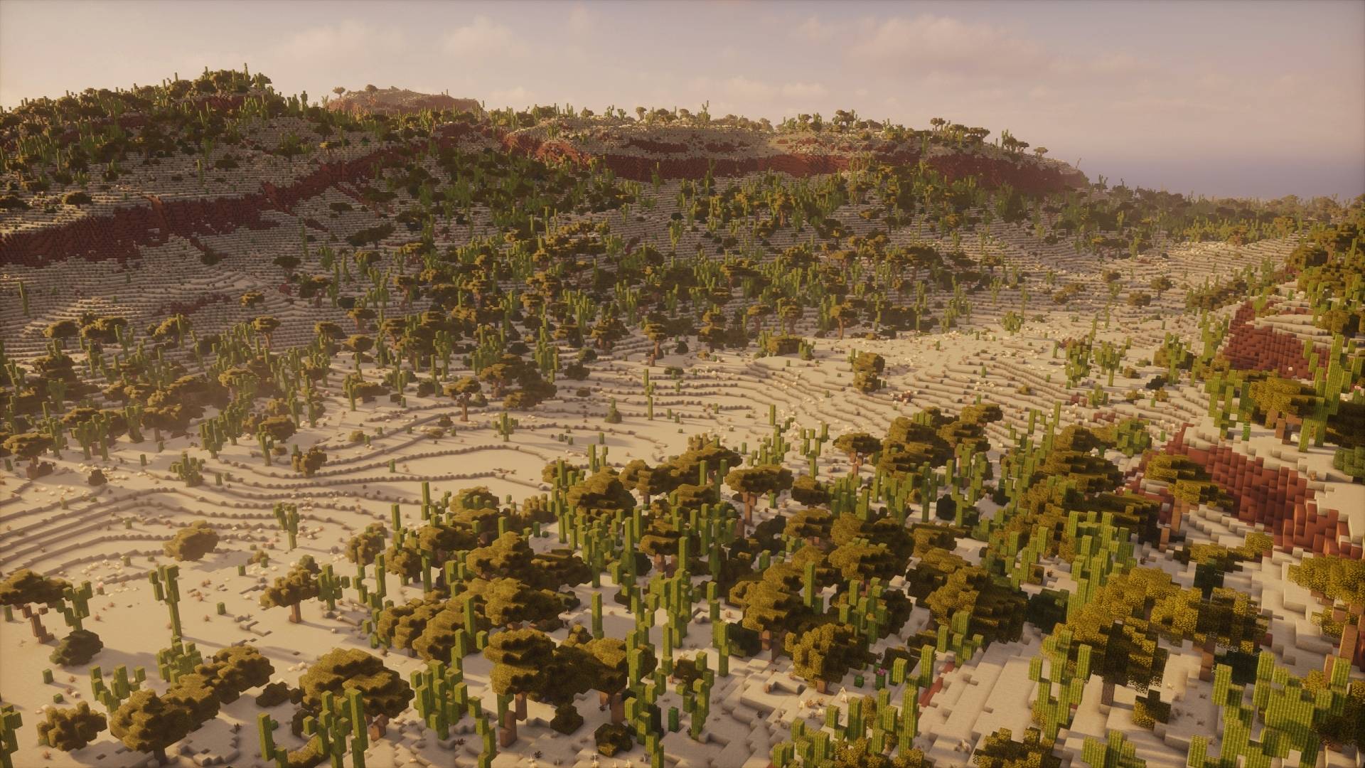 Vue de l’épave du Star Destroyer dans le désert sur la map Minecraft